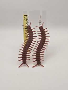 Brown Centipede Dangle Earrings - Novelty Women's Jewelry